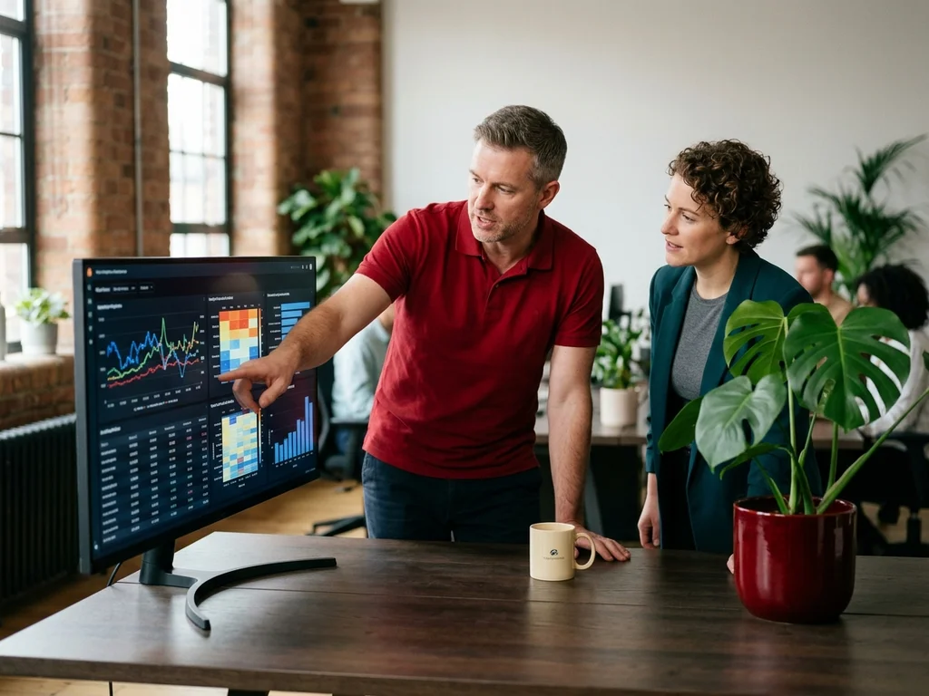 Consultants experts analysant des graphiques de performance pour optimiser la stratégie de référencement naturel.